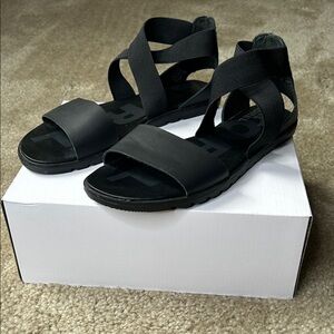 Sorel Black Strappy Ella II Sandals